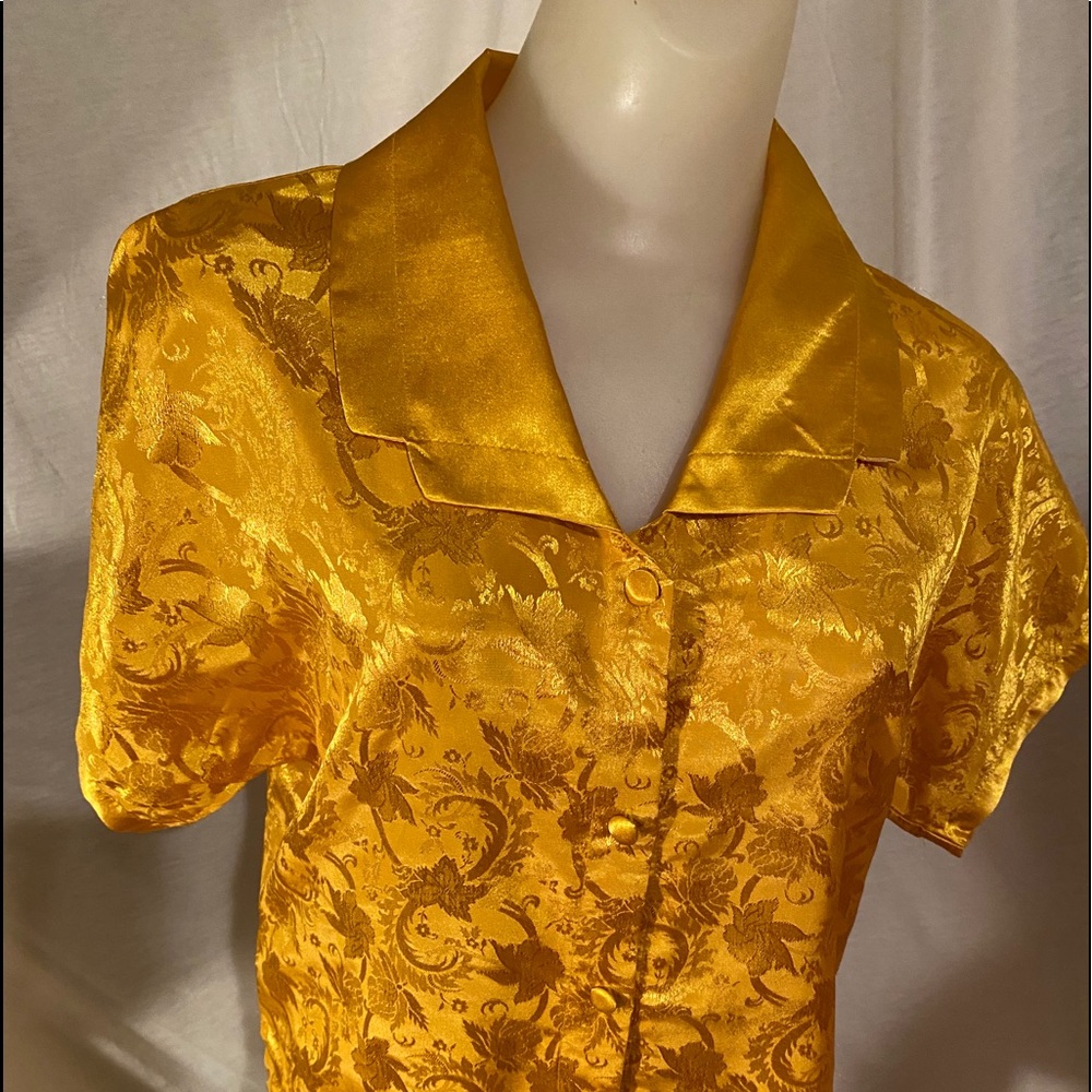 Night Essence Gold 2pc PJS Satin print Top& shorts